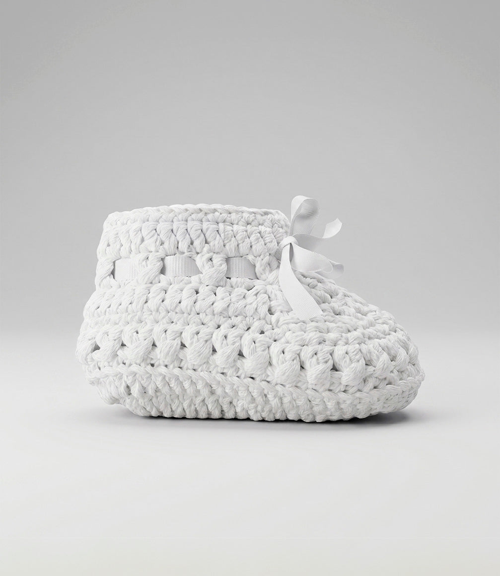 Pantuflas recién nacida tejida Talla única / Blanco