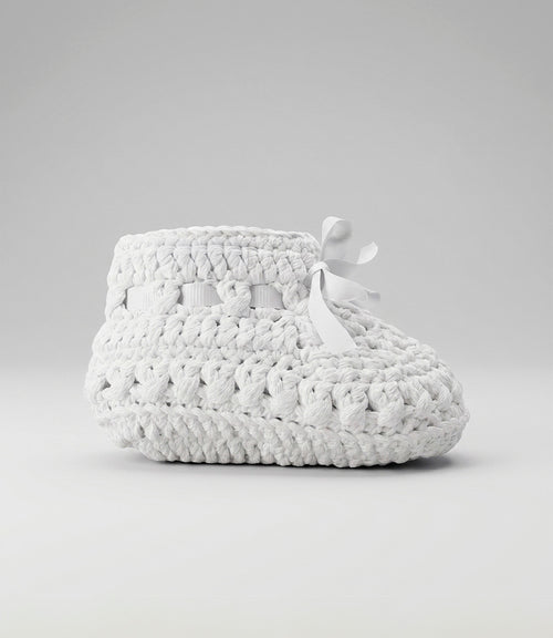 Pantuflas recién nacida tejida Talla única / Blanco
