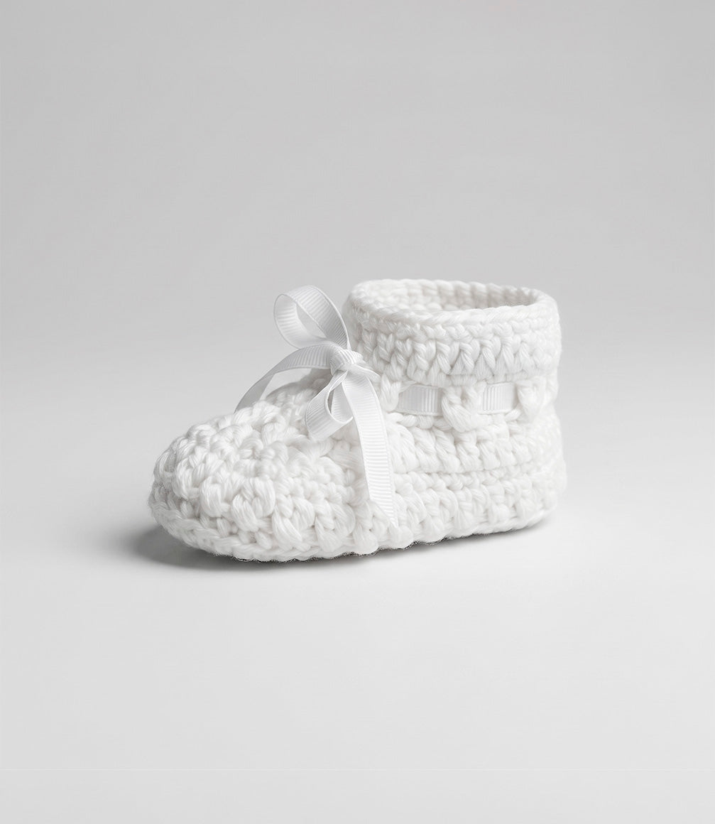 Pantuflas recién nacida tejida Talla única / Blanco