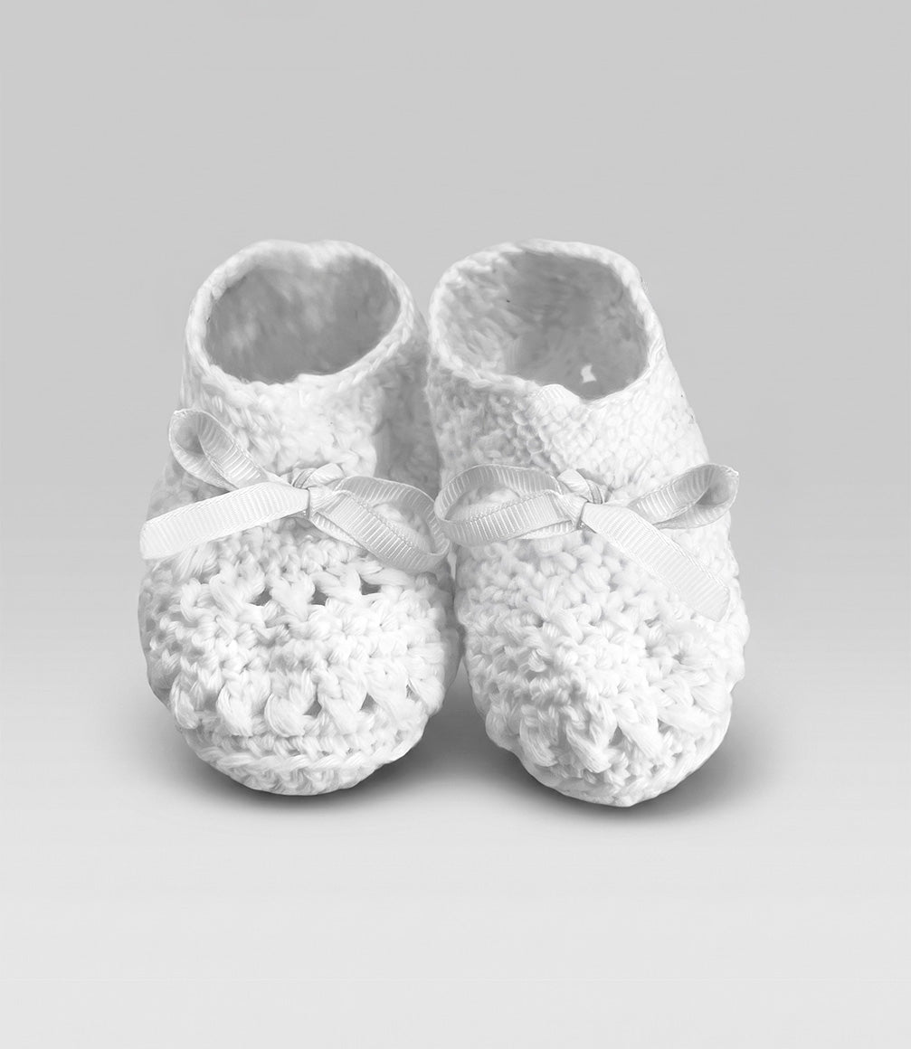 Pantuflas recién nacida tejida Talla única / Blanco