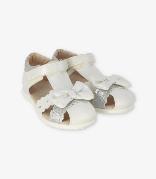 Sandalia bebé con lazo 19 / Blanco