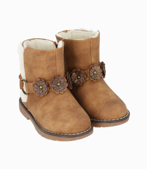 Bota bebé niña con flores 19 / Chocolate