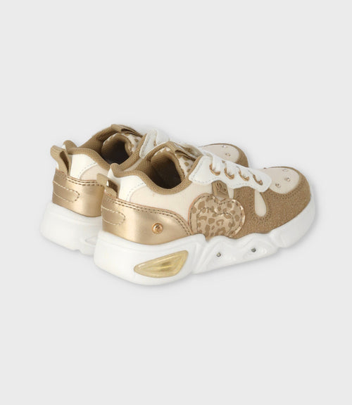 Zapatilla bebé con luces 19 / Dorado