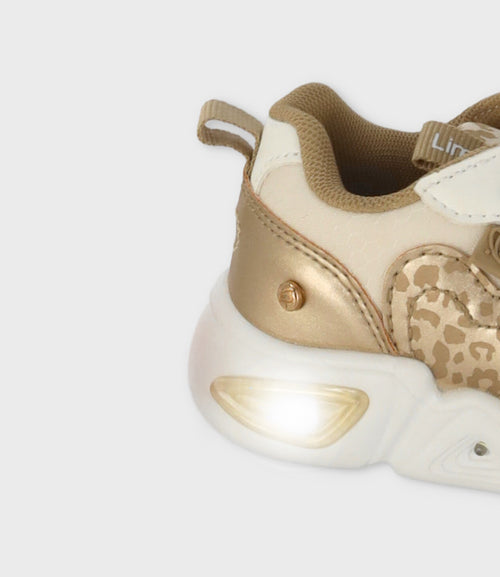 Zapatilla bebé con luces 19 / Dorado