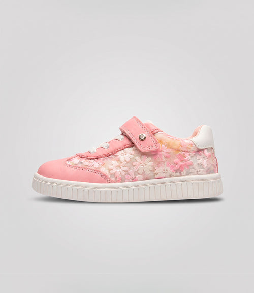 Zapatilla bebé floreada 19 / Rosado