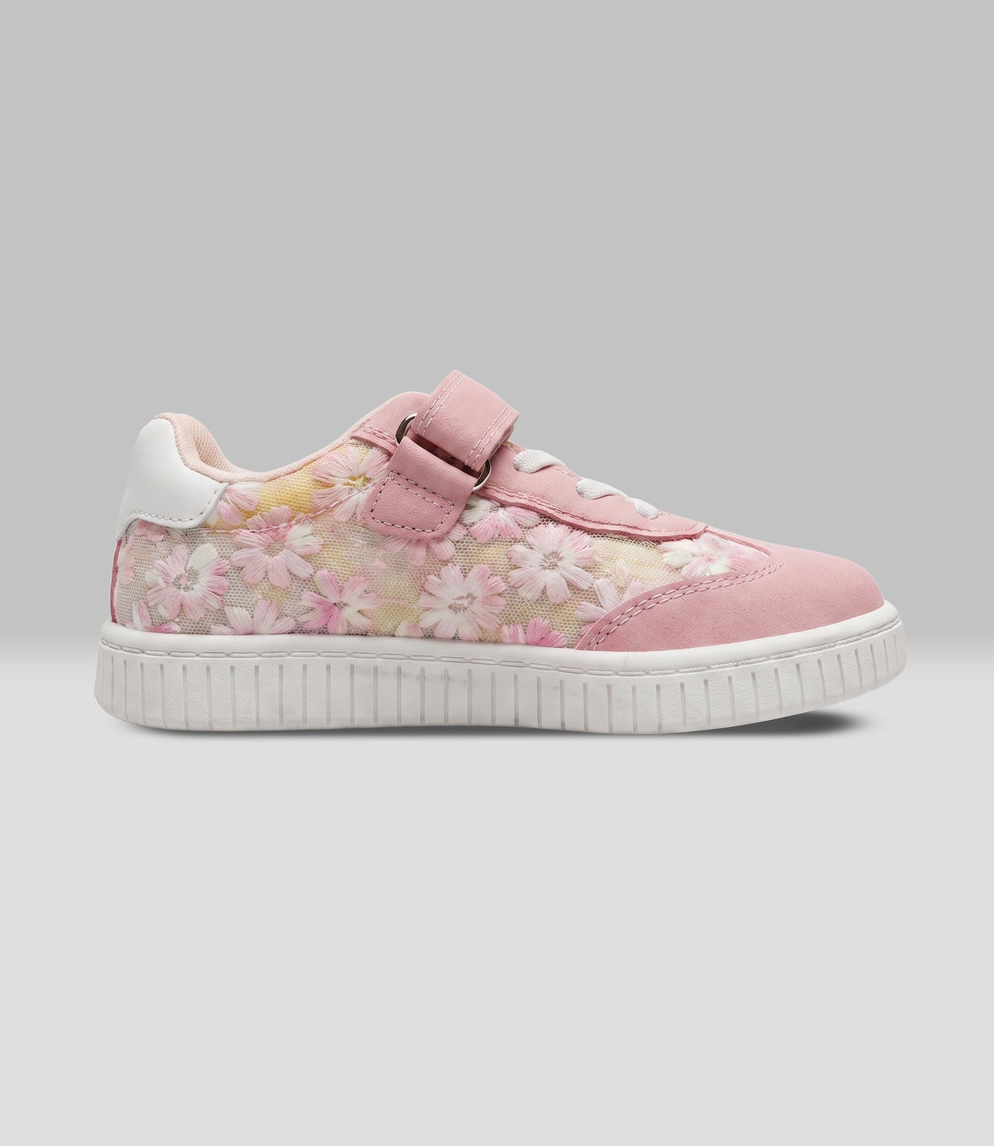 Zapatilla bebé floreada 19 / Rosado