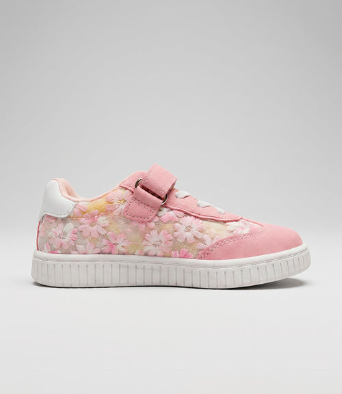 Zapatilla bebé floreada 19 / Rosado