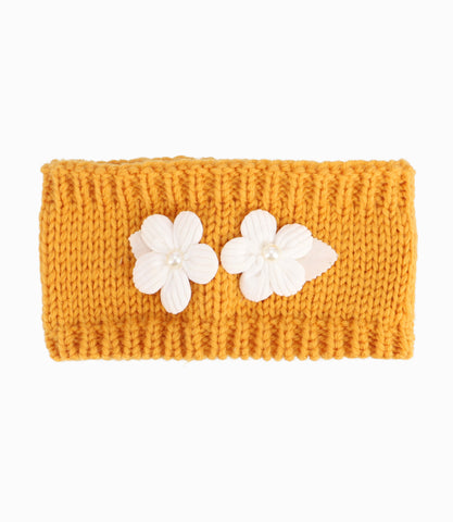 Cuello Niña Tejido Con Flores Mostaza
