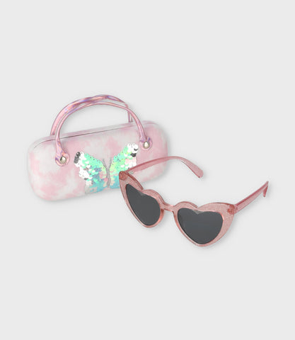 Lente con estuche niña corazón filtro uv