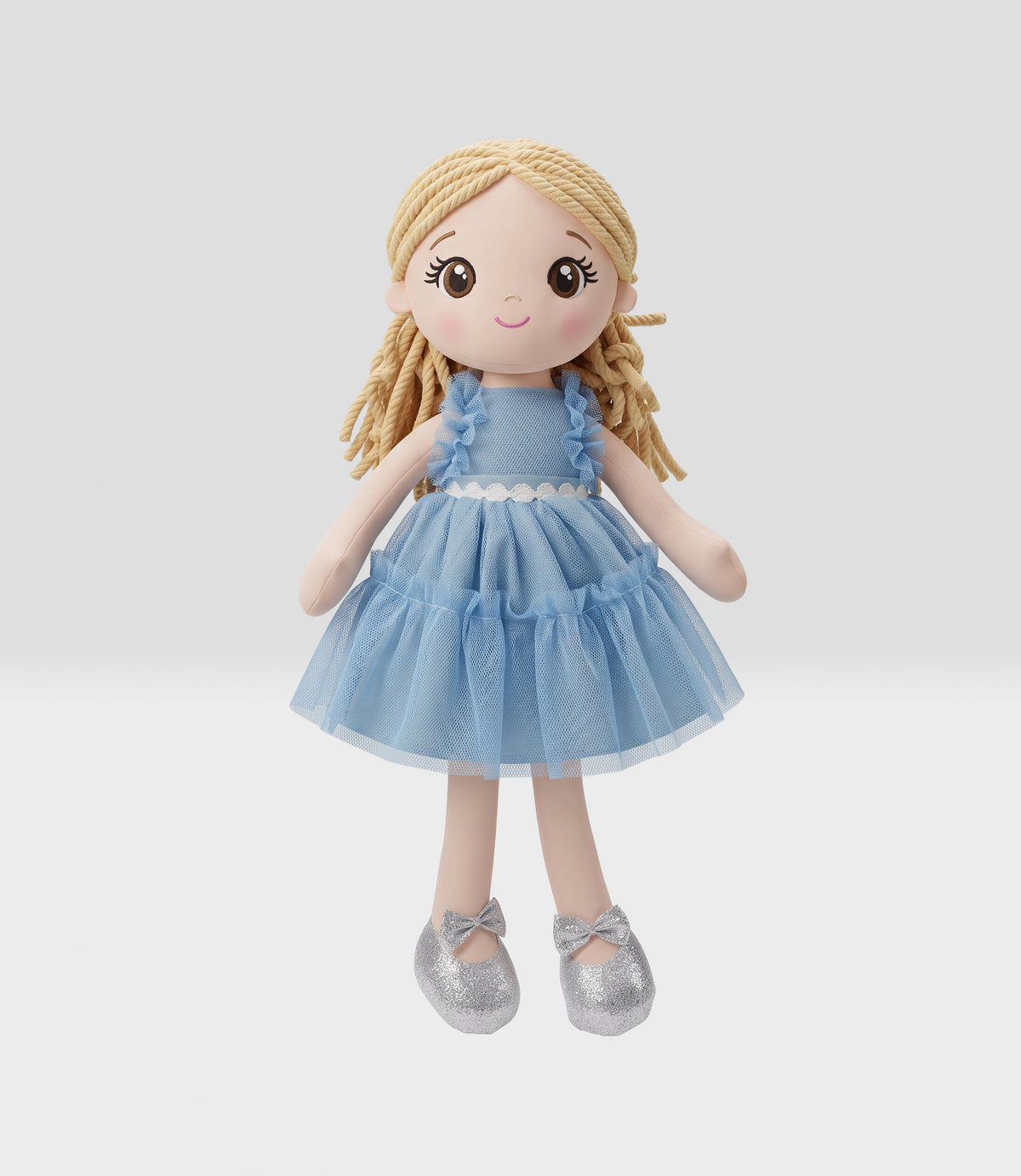 Muñeca niña con vestido celeste Talla única / Celeste