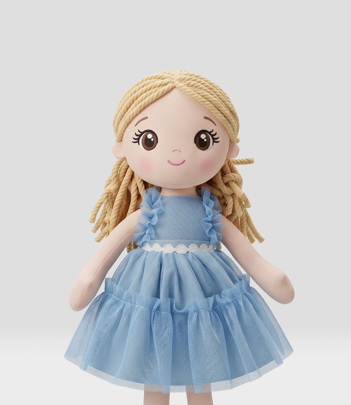 Muñeca niña con vestido celeste Talla única / Celeste