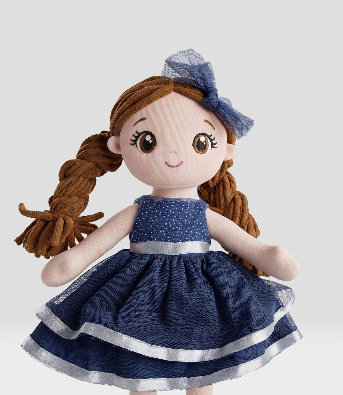 Muñeca niña con trenzas Talla única / Azul Marino