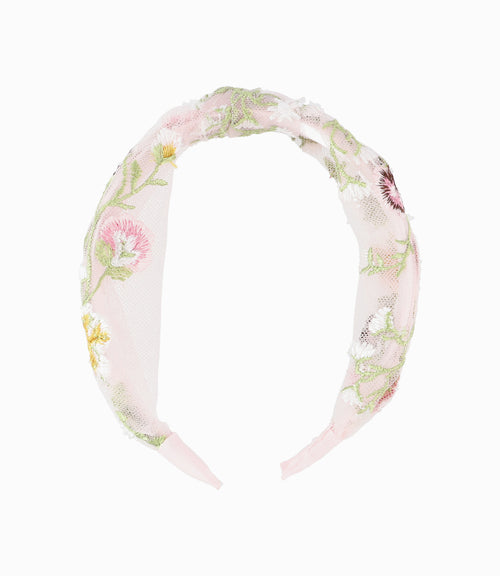 Cintillo Niña Con Flores Bordadas Talla Única / Rosado