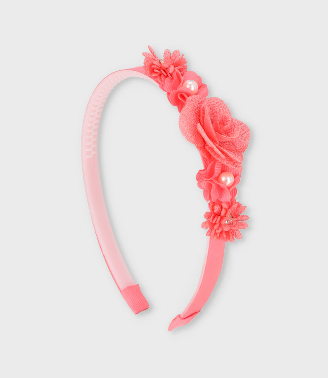 Cintillo niña con flores Talla única / Rosado