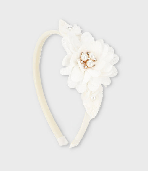 Cintillo niña con flores Talla única / Blanco