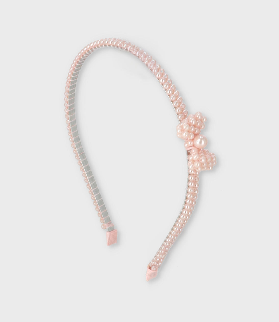 Cintillo niña con perlas y lazo Talla única / Rosado