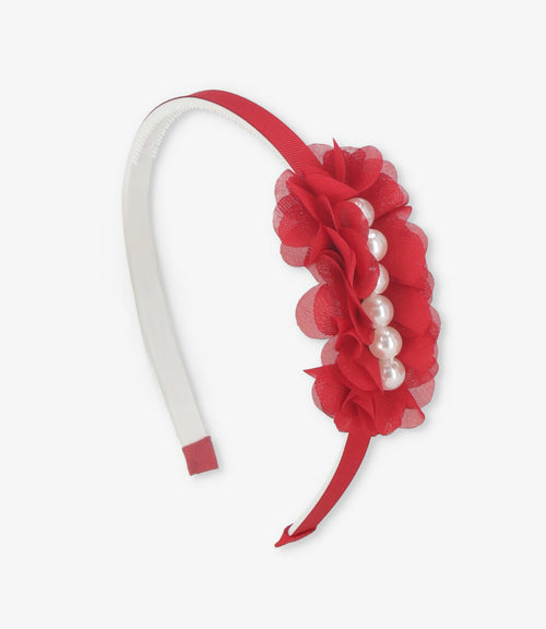 Cintillo niña con flores Talla única / Rojo