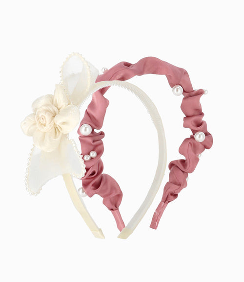 Cintillos Niña Con Perlas y Flores