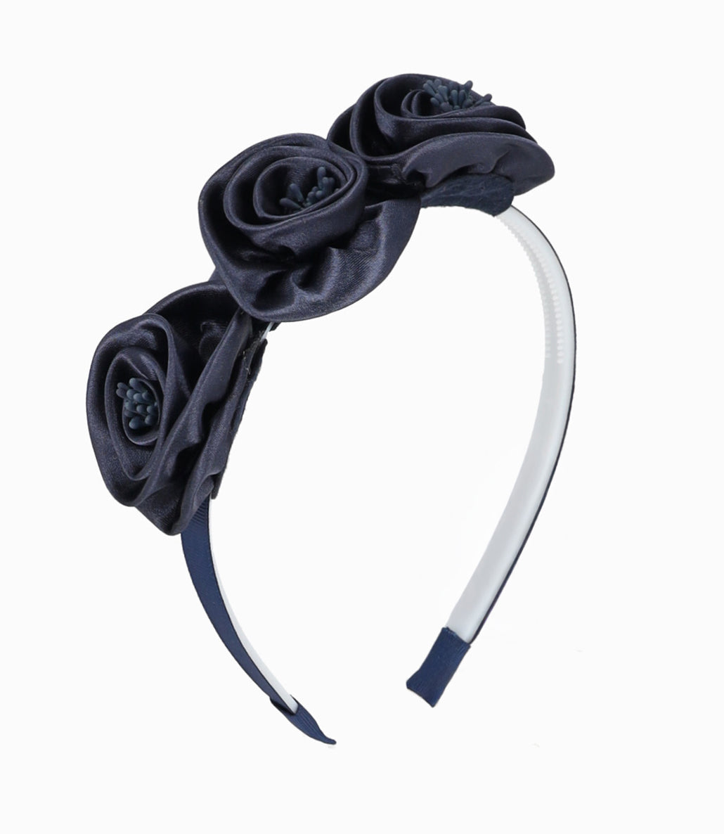 Cintillo niña con flores Talla única / Azul Marino