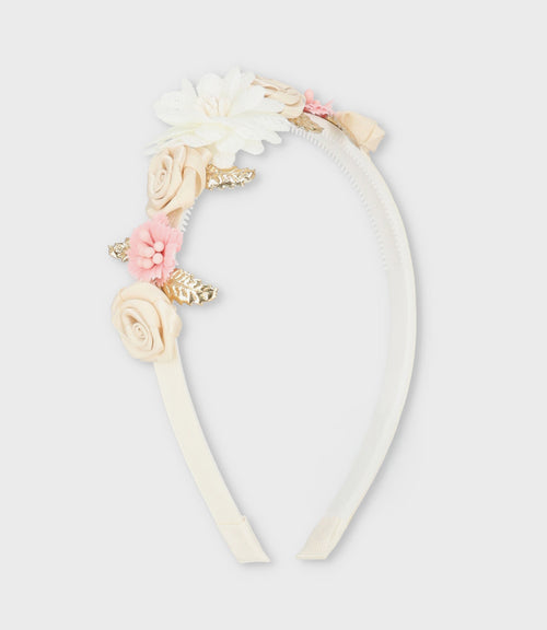 Cintillo niña con flores Talla única / Blanco