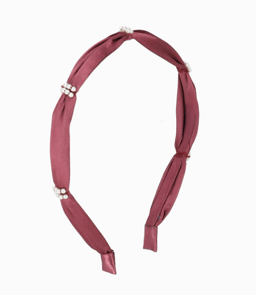 Cintillo niña con perlas Talla única / Palo Rosa