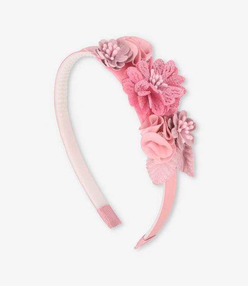 Cintillo niña con flores Talla única / Palo Rosa