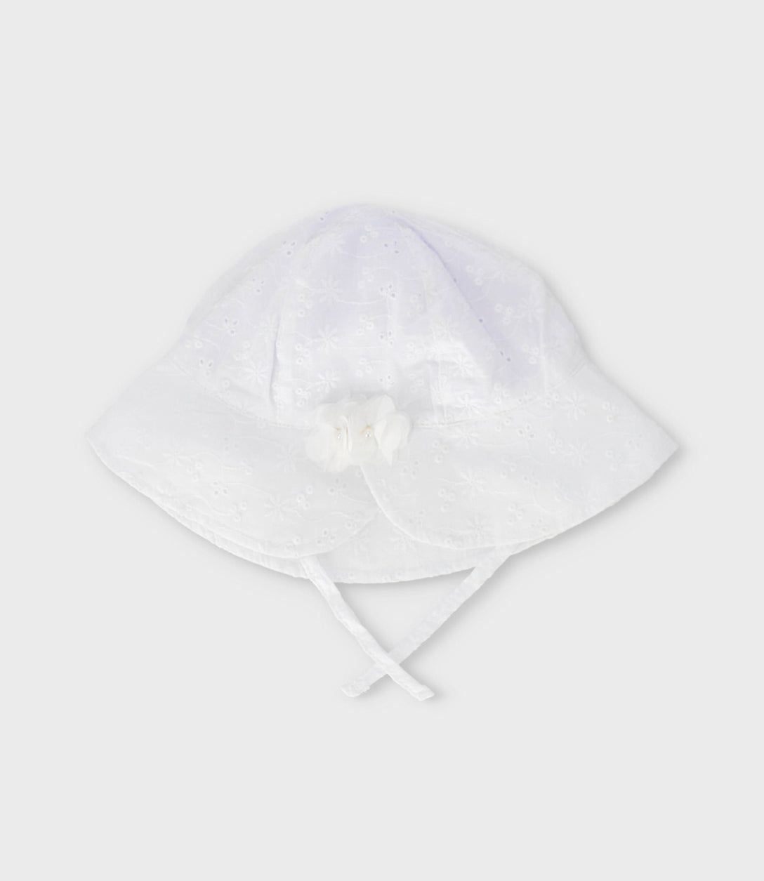 Gorro niña con flores 0-1 años / Blanco