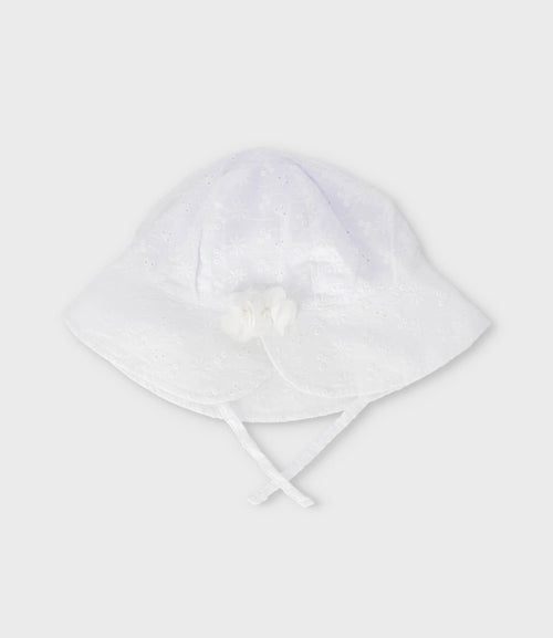 Gorro niña con flores 0-1 años / Blanco