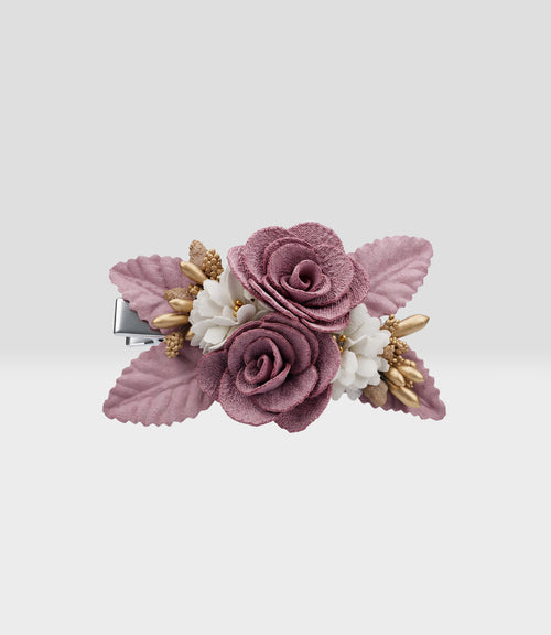 Pinche niña con flores Talla única / Burdeo