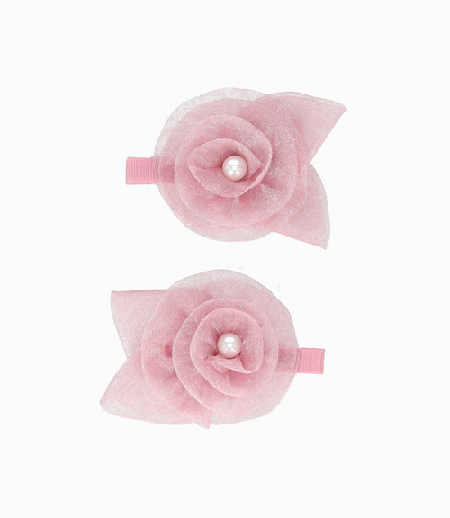 Pinche niña con flores Talla única / Palo Rosa
