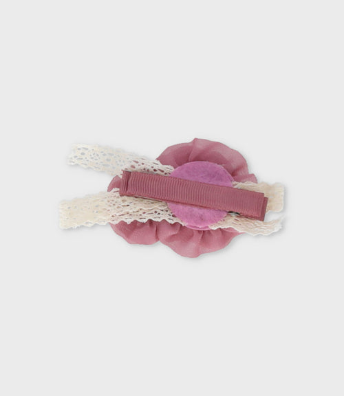 Pinche niña con flor Talla única / Palo Rosa