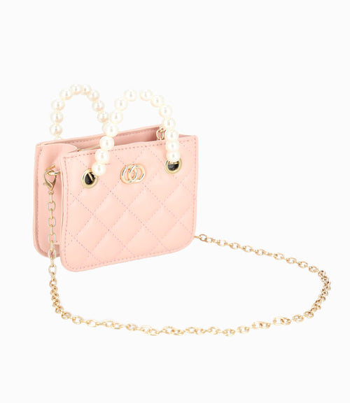 Cartera niña con perlas Talla única / Rosado