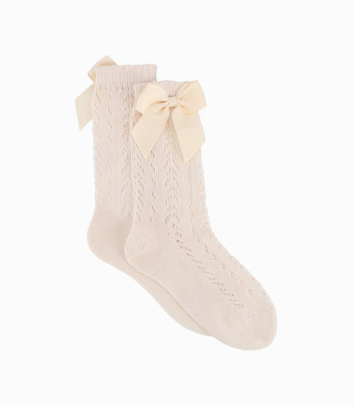 Calcetín Niña Trenzado 10-12A / Beige