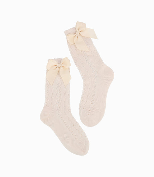 Calcetín Niña Trenzado 10-12A / Beige