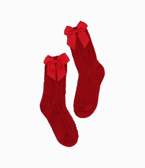 Calcetín Niña Trenzado 1-2A / Rojo
