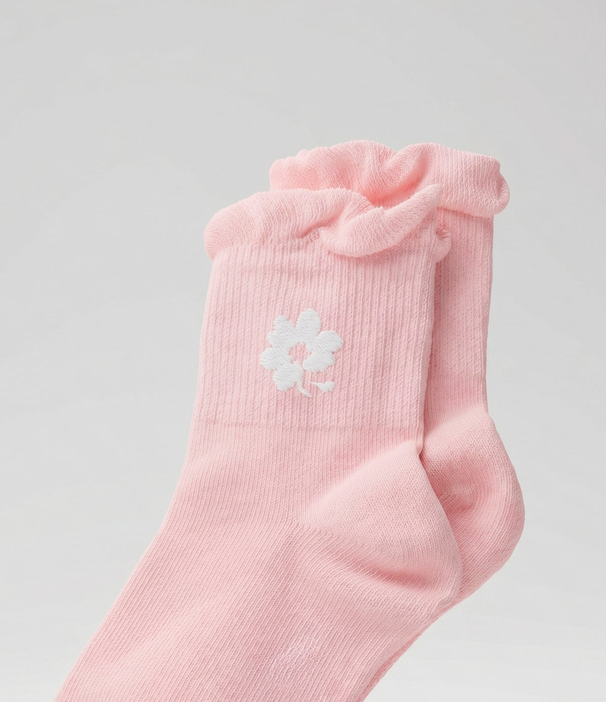 Calcetín niña con flores y vuelos 0-1 años / Rosado