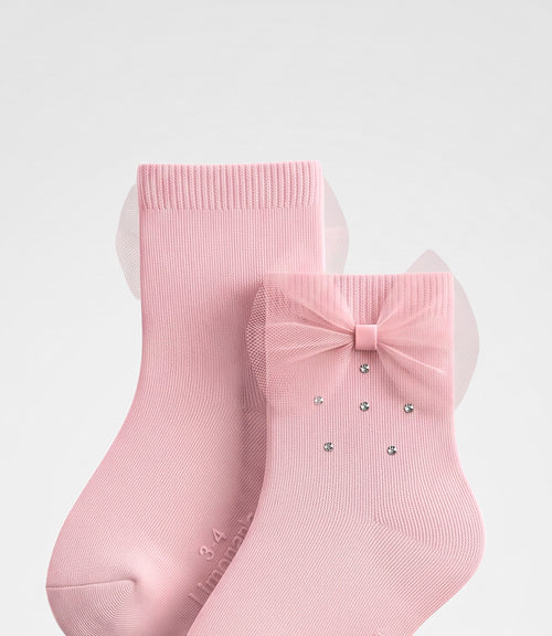 Calcetín niña con lazo 0-1 años / Rosado