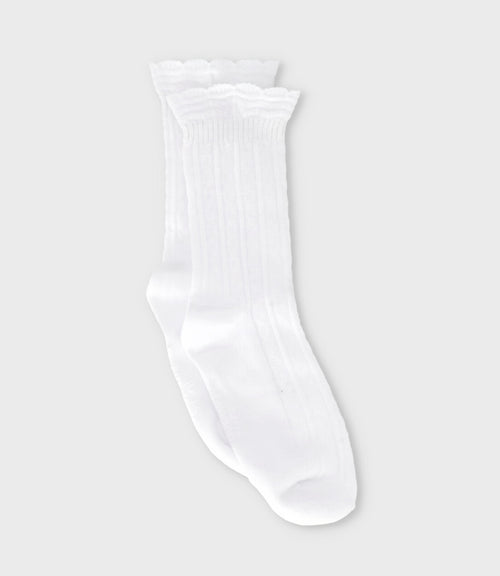 Calcetín niña con diseño 0-1 año / Blanco