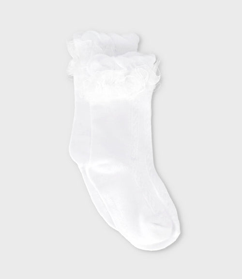 Calcetín niña con vuelos 0-1 año / Palo Rosa