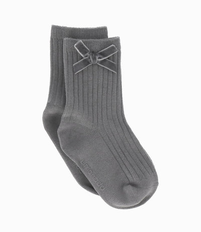 Calcetín niña con lazo 0-1 año / Gris