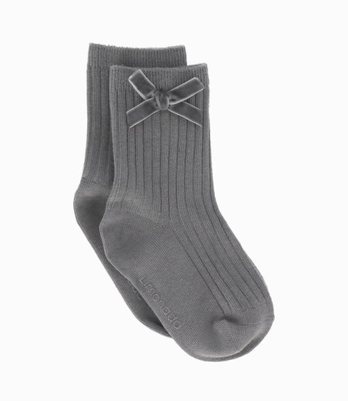 Calcetín niña con lazo 0-1 año / Gris
