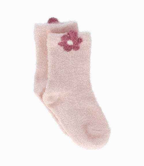Calcetín niña con flor 0-1 año / Rosado