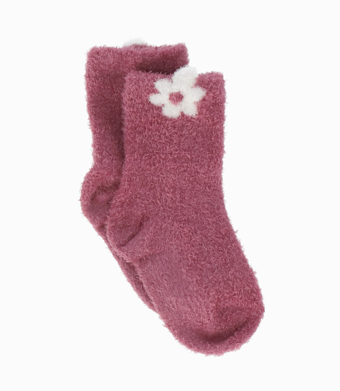Calcetín niña con flor 0-1 año / Palo Rosa