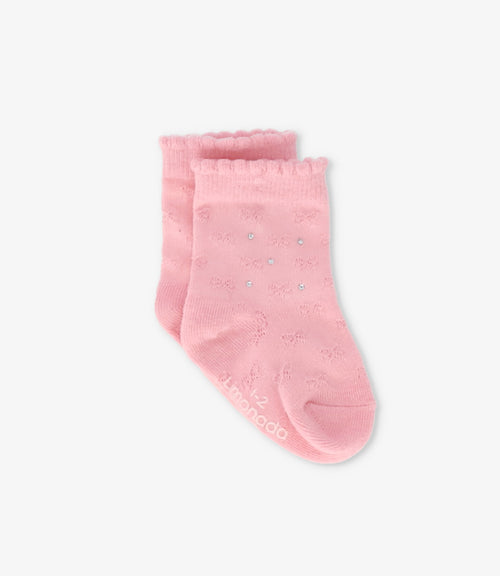 Calcetín niña de lazos 0-1 años / Rosado