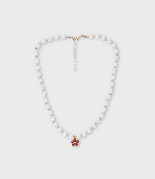 Collar niña con flor Talla única / Rosado