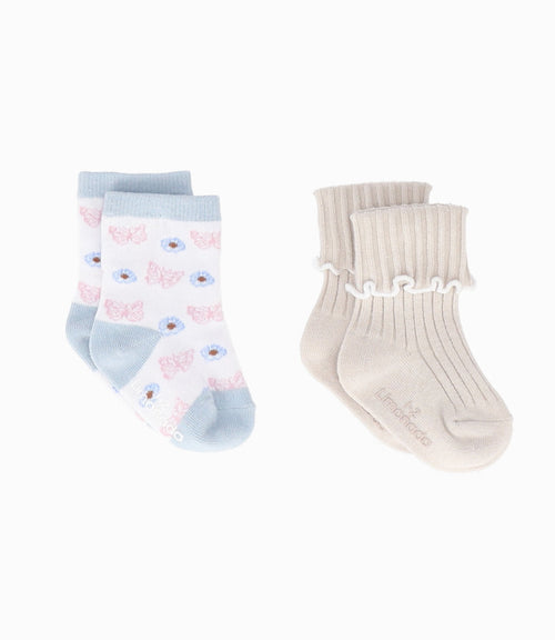 Pack calcetín niña 2 pares 0-1 años / Beige