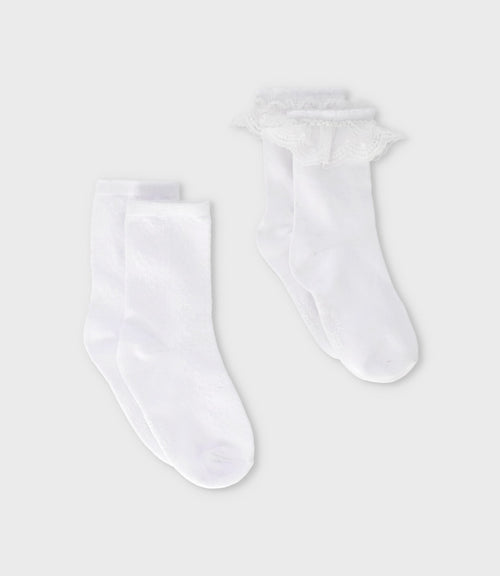 Pack calcetín niña 2 pares 0-1 años / Blanco