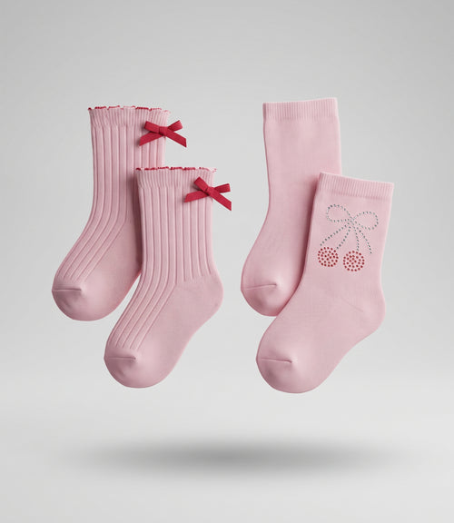 Pack calcetín niña 2 pares 0-1 años / Rosado
