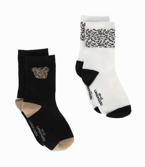 Pack calcetín niña animal print 0-1 años / Blanco