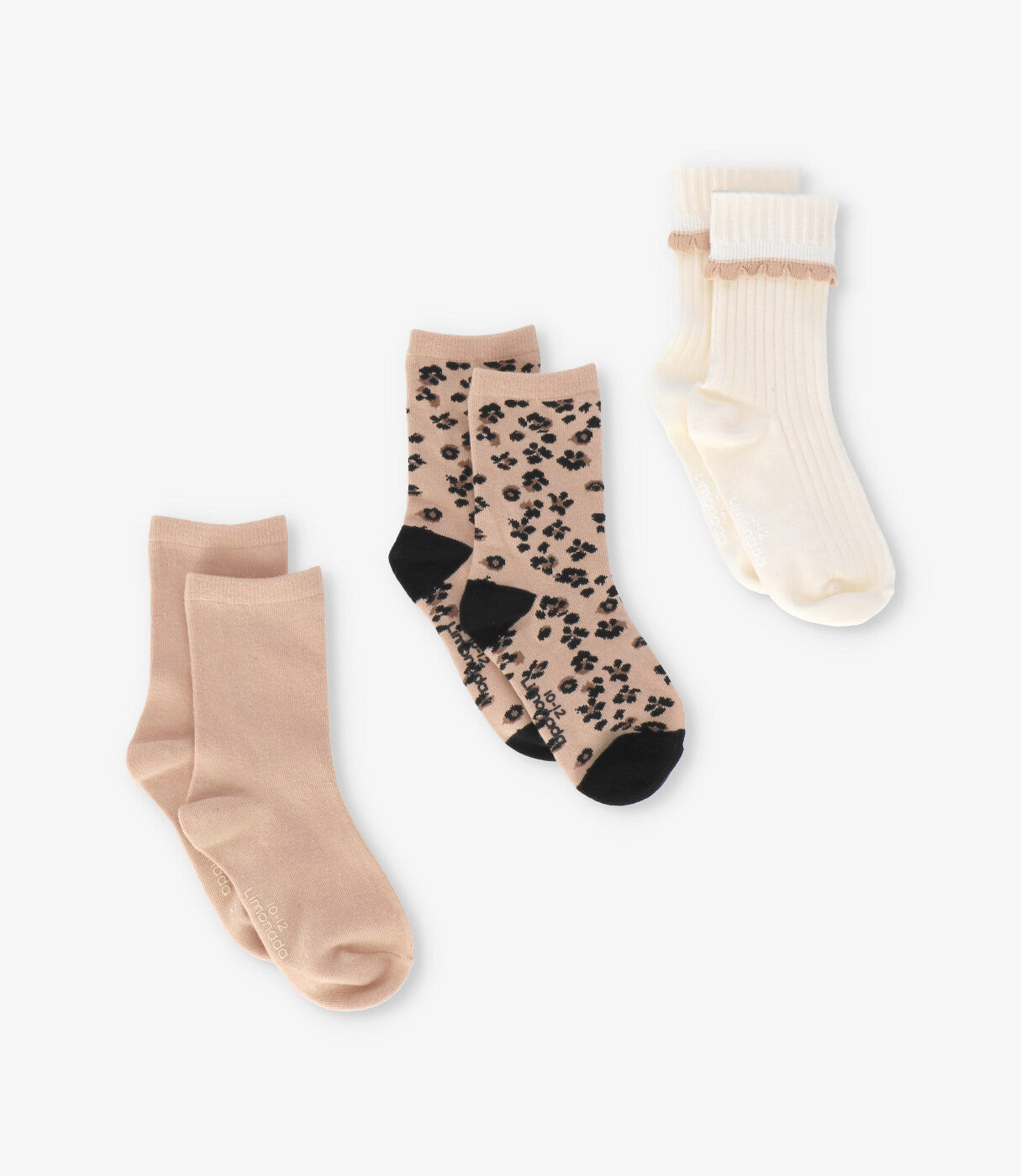 Pack calcetín niña 3 pares 0-1 años / Beige